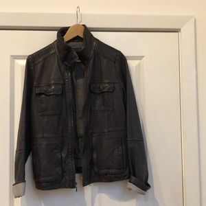 Gap Faded Black Leather Moto Jacket
